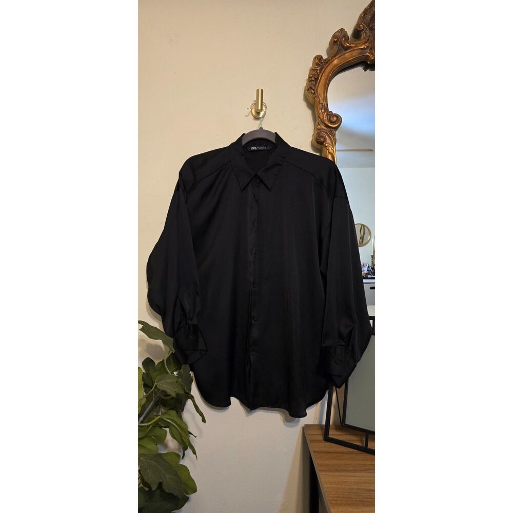 ZARA Oversized Satin Button Up Shirt | Size L